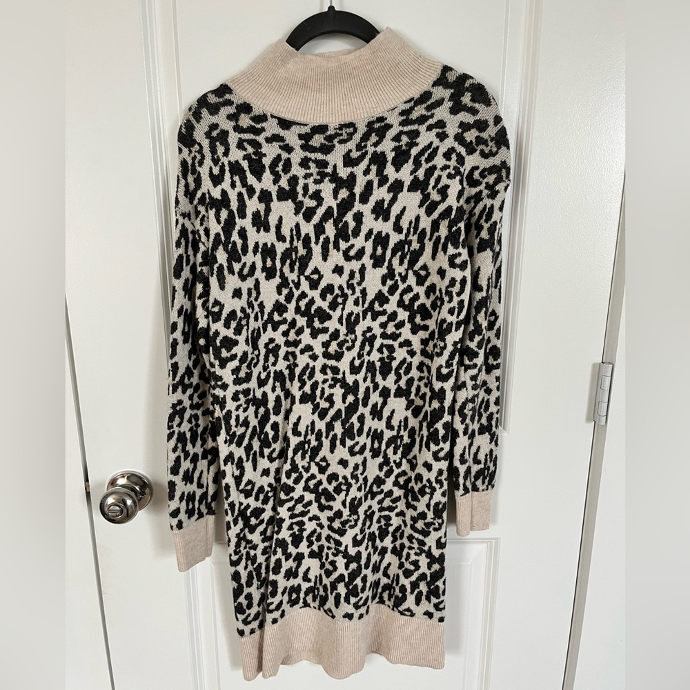 LOFT mock neck leopard sweater dress